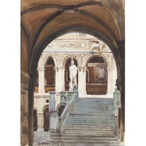 Władysław Skoczylas (1883 Wieliczka - 1934 Warschau), Palast des Dogen in Venedig. Treppe der Giganten, 1909