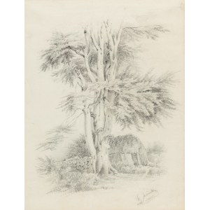 Ignacy Jasiński, Landschaft mit einem Baum, 1851