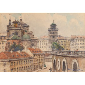 Tadeusz Cieślewski (Vater) (1870 Warschau - 1956 Warschau), Ansicht von Krakowskie Przedmieście