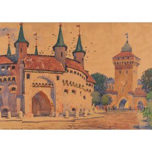 Henryk Uziembło (1879 Myślachowice near Kraków - 1949 Kraków), View of the Barbican
