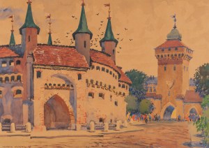 Henryk Uziembło (1879 Myślachowice koło Krakowa - 1949 Kraków), Widok na Barbakan