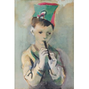 Rajmund Kanelba (Kanelbaum) (1897 Warschau - 1960 London), Porträt eines Flöte spielenden Jungen