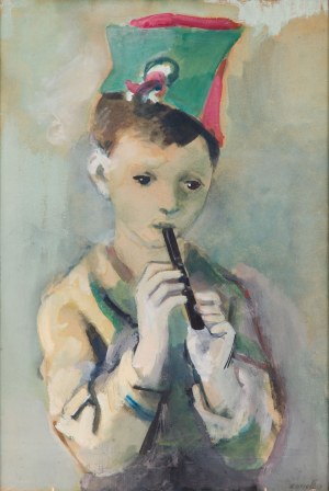 Rajmund Kanelba (Kanelbaum) (1897 Warszawa - 1960 Londyn), Portret chłopca grającego na flecie