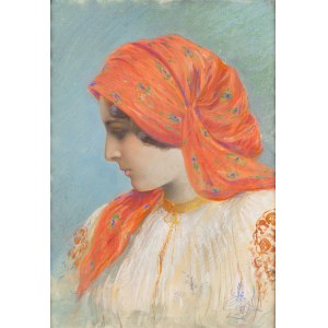 Author unknown, Portrait of a girl in a shawl, 1900