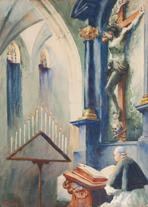 Stanisław Tondos (1854 Kraków - 1917 Kraków), Modlitwa przy Krzyżu św. Jadwigi na Wawelu