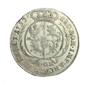 AUGUST III (1733-1763) 2-złotówka koronna 1753 R2