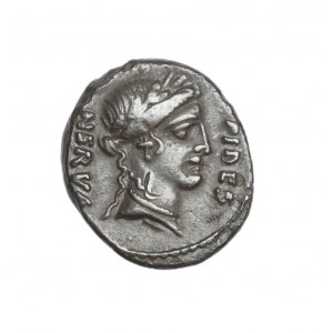 REPUBLIK, A.Licinius Nerva, Denarius 47 v. Chr., schön und selten