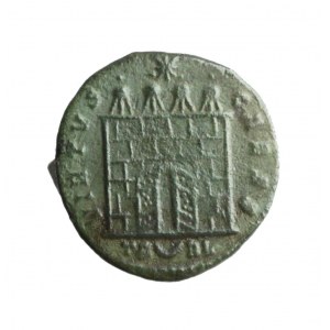 RÍM, CONSTANTINUS I., vzácny folis s otvorenou bránou