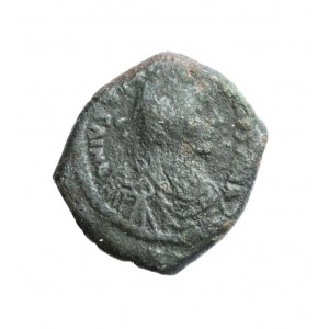 BIZANCJUM-JUSTINIANUS I (527-565 ne), AE 16 nummi, selten