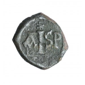 BIZANCJUM-JUSTINIANUS I (527-565 ne), AE 16 nummi, vzácný