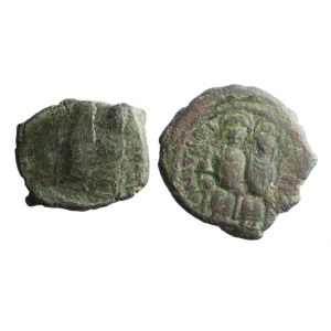 BIZANCJUM-JUSTINUS II (565-578 ne), AE K=półfolisa, zestaw 2 szt