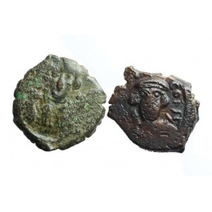 BIZANCJUM-CONSTANS II (641-668 ne), AE folis zo Syrakúz, sada 2 kusov