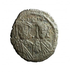 BIZANCJUM-LEON III ISAURUS (717-741 ne), AE folis s Contantinem V, vzácný