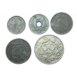 DEUTSCHE BESETZUNG 1939-1945-Satz von 5 Münzen