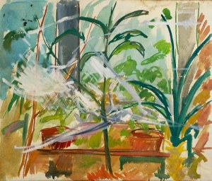 Paweł TARANCZEWSKI (ur. 1940), Kwiaty w donicach w oknie