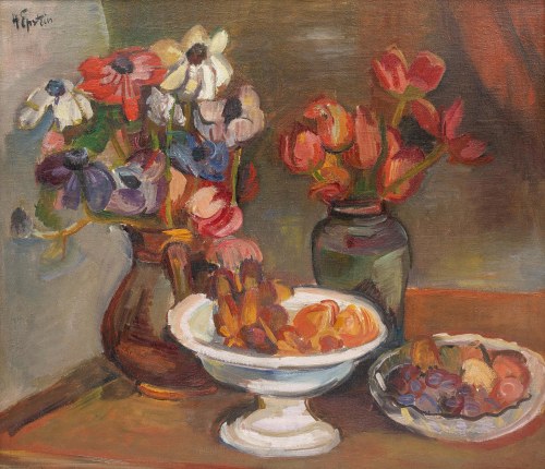 Henryk (Chaim) EPSTEIN (1890 - 1944), Martwa natura z kwiatami i owocami