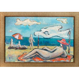 Roman Sielski (1903-1990). Obraz olejny. Plaża.