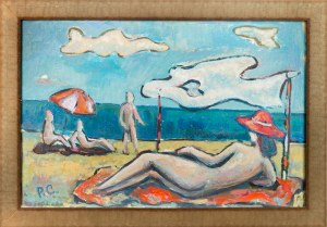 Roman Sielski (1903-1990). Oil painting. Beach.