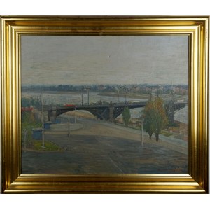 Edward Kokoszko (1900-1962). Oil painting. Poniatowski Bridge in Warsaw II, 1955.