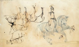 Piotr Michalowski (1800-1855). Horsemen. Two-sided drawing. 1st half of the 19th century.