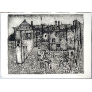 Leszek Rózga. Gravure signée. Crépuscule. 1961
