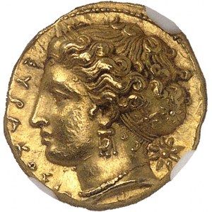 Sicile, Syracuse, Denys l’Ancien (406-367 av. J.-C.). 100 litrai (Double décadrachme d’Or) ND (400-370 av. J.-C.), Syracuse.
