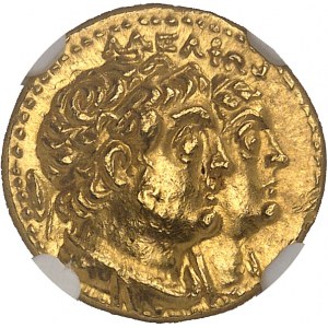 Royaume lagide, Ptolémée II (283-246 av. J.-C.). Quart de mnaieion en Or ou didrachme en Or (25 drachmes) ND (après août 272 av. J.-C.), Alexandrie.