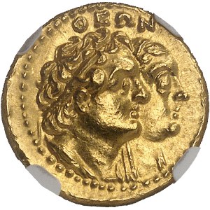 Royaume lagide, Ptolémée II (283-246 av. J.-C.). Quart de mnaieion en Or ou didrachme en Or (25 drachmes) ND (après août 272 av. J.-C.), Alexandrie.