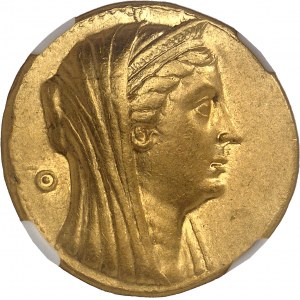 Royaume lagide, Ptolémée II (283-246 av. J.-C.). Octodrachme d’or ou mnaieion ND (254-252 av. J.-C.), Alexandrie.