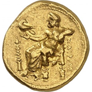 Cyrénaïque, Cyrène, Ophélas, gouverneur (322-308 av. J.-C.). Statère d’or au nom du magistrat Chairios ND (322-313 avant J.-C.), Cyrène.