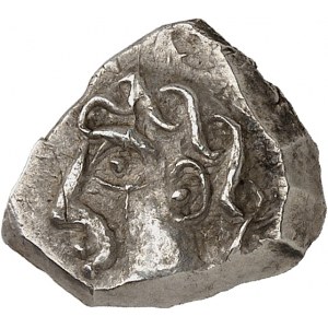 Sotiates. Drachme à la tête bouclée du Causé, Série 154 ND (première moitié du Ier siècle avant J.-C.).
