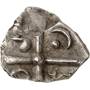 Sotiates. Drachme à la tête bouclée du Causé, Série 154 ND (première moitié du Ier siècle avant J.-C.).