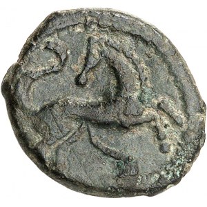 Pictons. Bronze du type de Migné-Auxances, Série 1112 au cheval retourné ND (début du Ier siècle avant J.-C.).