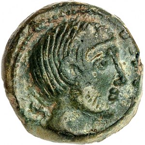 Carnutes. Bronze PIXTILOS, classe V à la tête barbue et à la déesse assise ND (seconde moitié du Ier siècle, c. 30-10 avant J.-C.).