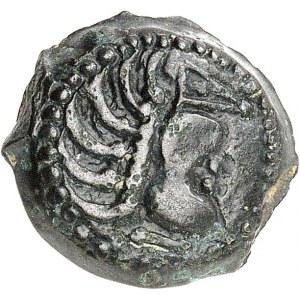 Carnutes. Bronze à l'aigle et à la rouelle, classe V ND (seconde moitié du Ier siècle avant J.-C.).
