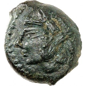 Carnutes. Bronze au cheval et au sanglier, CAR 15 avers inédit sans astre ND (seconde moitié du Ier siècle avant J.-C.).