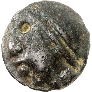 Séquanes. Potin à la grosse tête, Groupe A au bandeau lisse, A2 ND (première moitié du Ier siècle avant J.-C. et Guerre des Gaules).