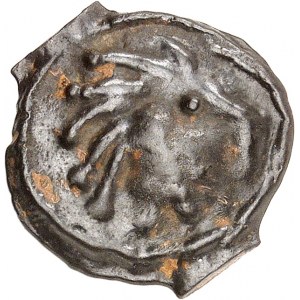 Sénons. Potin à la tête d'indien, au cheval POT 22, classe 1 ND (Ier siècle avant J.-C.).