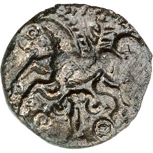 Véliocasses. Bronze SVTICCOS, classe III à la tête casquée ND (Guerre des Gaules et IIe moitié du Ier siècle avant J.-C.).