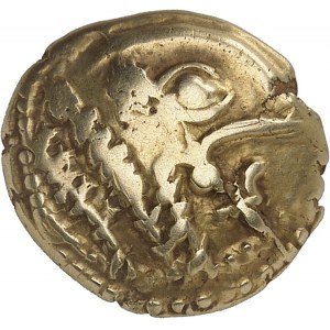 Bellovaques. Statère à l'astre, var. 1 au cheval à gauche ND (second tiers du Ier siècle avant J.-C. et Guerre des Gaules).