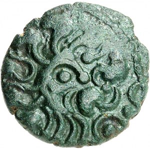 Bellovaques. Bronze au lion et à la tête barbue ND (second tiers du Ier siècle avant J.-C. et Guerre des Gaules).