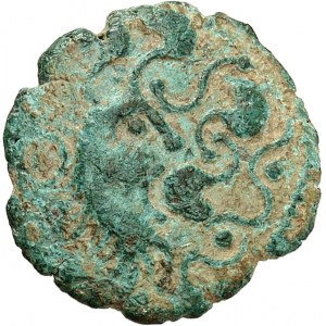 Bellovaques. Bronze au coq hirsute ND (second tiers du Ier siècle avant J.-C. et Guerre des Gaules).