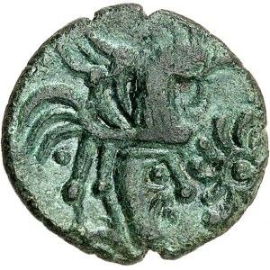 Bellovaques. Bronze au coq et à la tête humaine ND (second tiers du Ier siècle avant J.-C. et Guerre des Gaules).