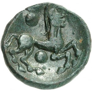 Bellovaques. Bronze au personnage courant, Classe II au cheval androcéphale ND (second tiers du Ier siècle avant J.-C. et Guerre des Gaules).