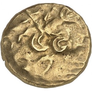 Ambiens / Belgium. Statère hybride, à la tête d'indien stylisée, Revers de la série uniface ND (première moitié du Ier siècle avant J.-C.).
