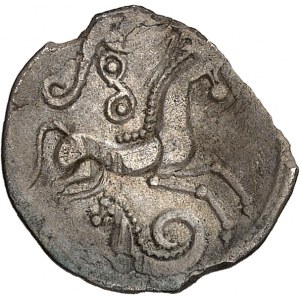 Ambiens / Ouest du Belgium. Lamellaire en argent, Classe I à l'hippocampe, var. 1 (profil réaliste) ND (début du IIe tiers du Ier siècle avant J.-C.).
