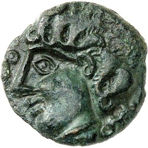 Ambiens. Bronze au cheval et la tête humaine de face, Classe I, var. 1b ND (second tiers du Ier siècle avant J.-C. et période pré-augustéenne).
