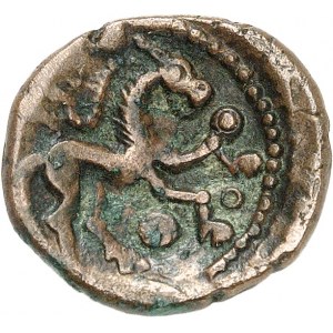 Ambiens. Bronze au profil humain / cheval, Classe I, var. 2 ND (second tiers du Ier siècle avant J.-C. et période pré-augustéenne).