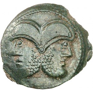 Suessions. Bronze à la tête janiforme, var. 1, aux visages barbus ND (second tiers du Ier siècle avant J.-C. et période pré-augustéenne).