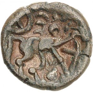 Nerviens. Bronze au rameau, anépigraphe, revers à la rouelle ND (première moitié du Ier siècle avant J.-C. et Guerre des Gaules).